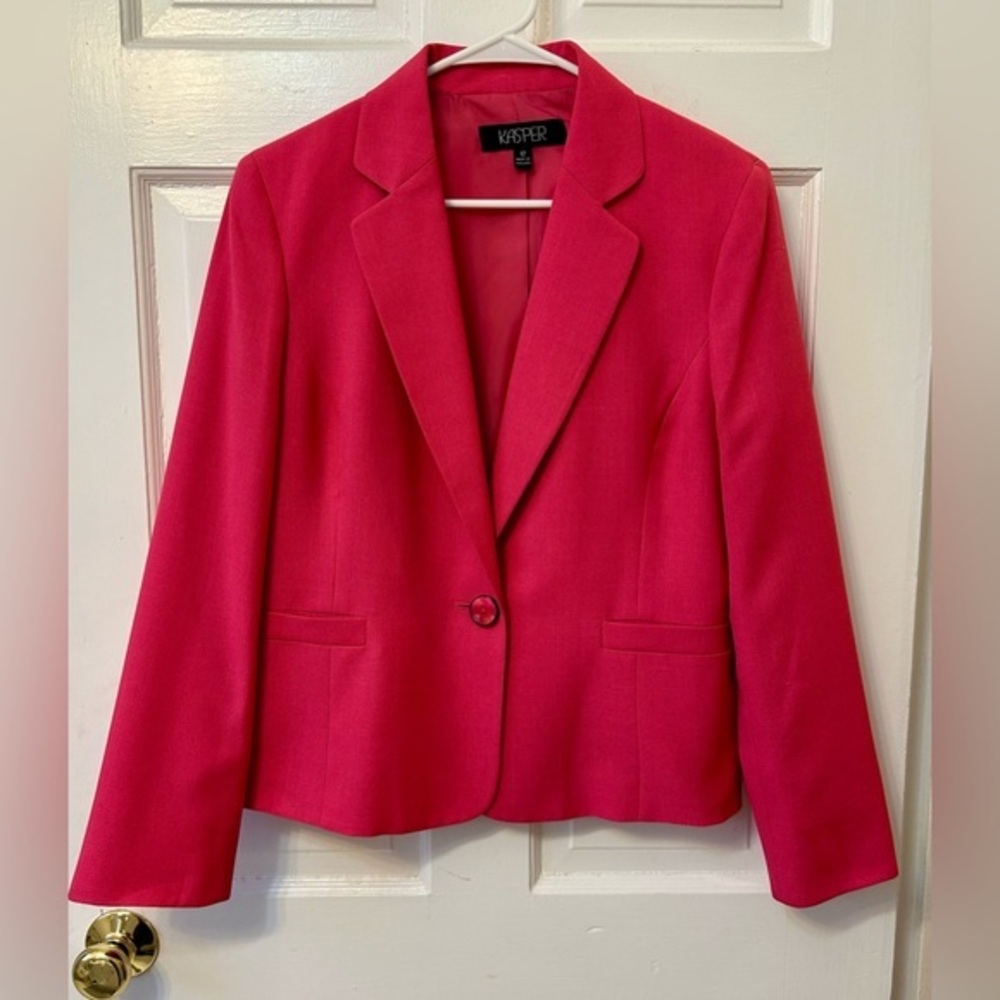 Hot Pink Women’s Blazer by Kasper Size 12 Long Sleeve Single Button